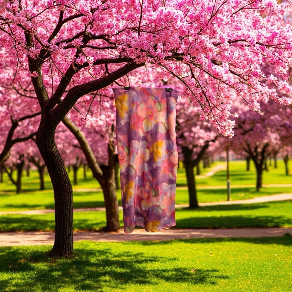 Urban Outfitters Purple and Pink Floral Midi Skirt